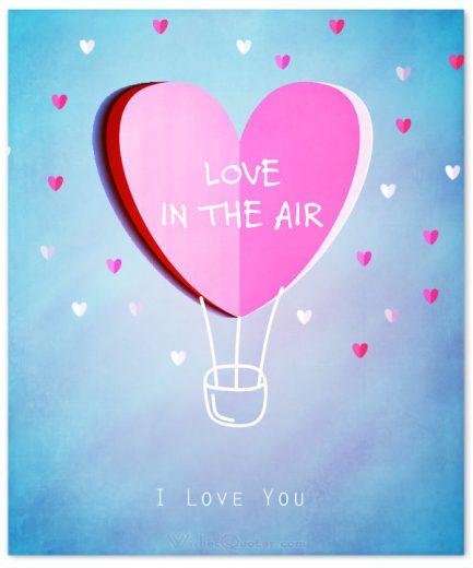 عشق در هوا است. من شما را دوست دارم کارت - پیام های روز ولنتاین