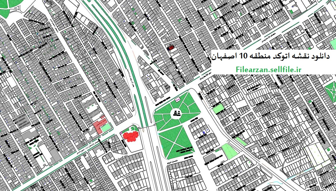 نقشه اتوکد کاربری اراضی منطقه 10 اصفهان