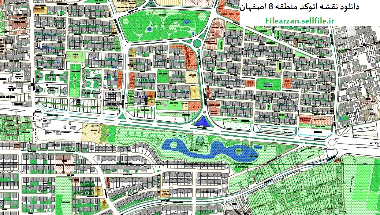 نقشه اتوکد کاربری اراضی منطقه 8 اصفهان