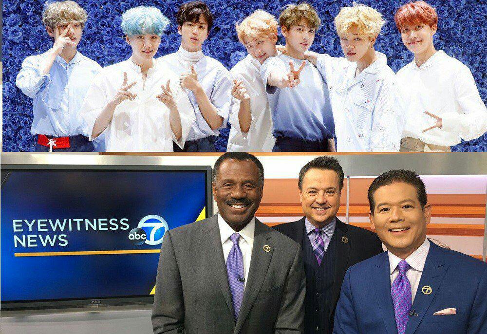 uvye 1 - abc TV reporter & anchors wear purple ties and take a group photo for '#BTS Day