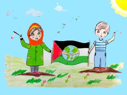 نقاشی صلح و دوستی هلال احمر برای کودکانه پیش دبستانی