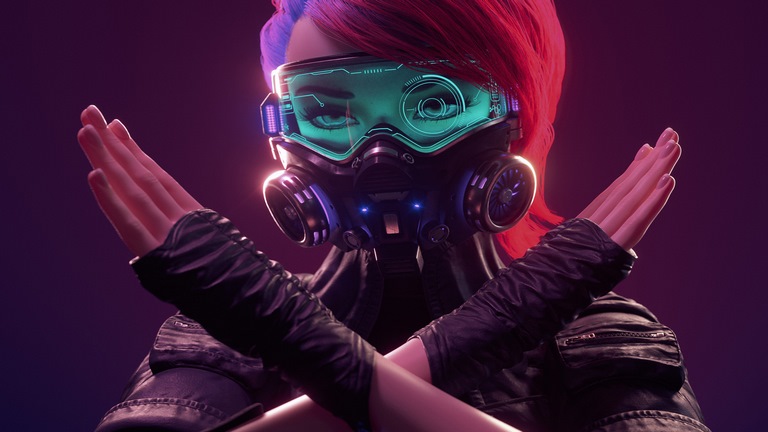 سیستم مورد نیاز برای اجرای بازی Cyberpunk 2077 زن با عینک رنگی در بازی سایبرپانک 2077