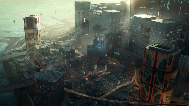نمایی از بالای شهر cyberpunk 2077