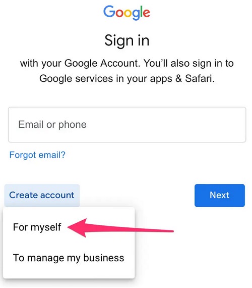 انتخاب نوع اکانت gmail انتخاب نوع اکانت gmail