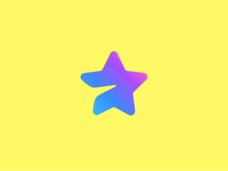 A colorful star on a yellow backgroundDescription automatically generated