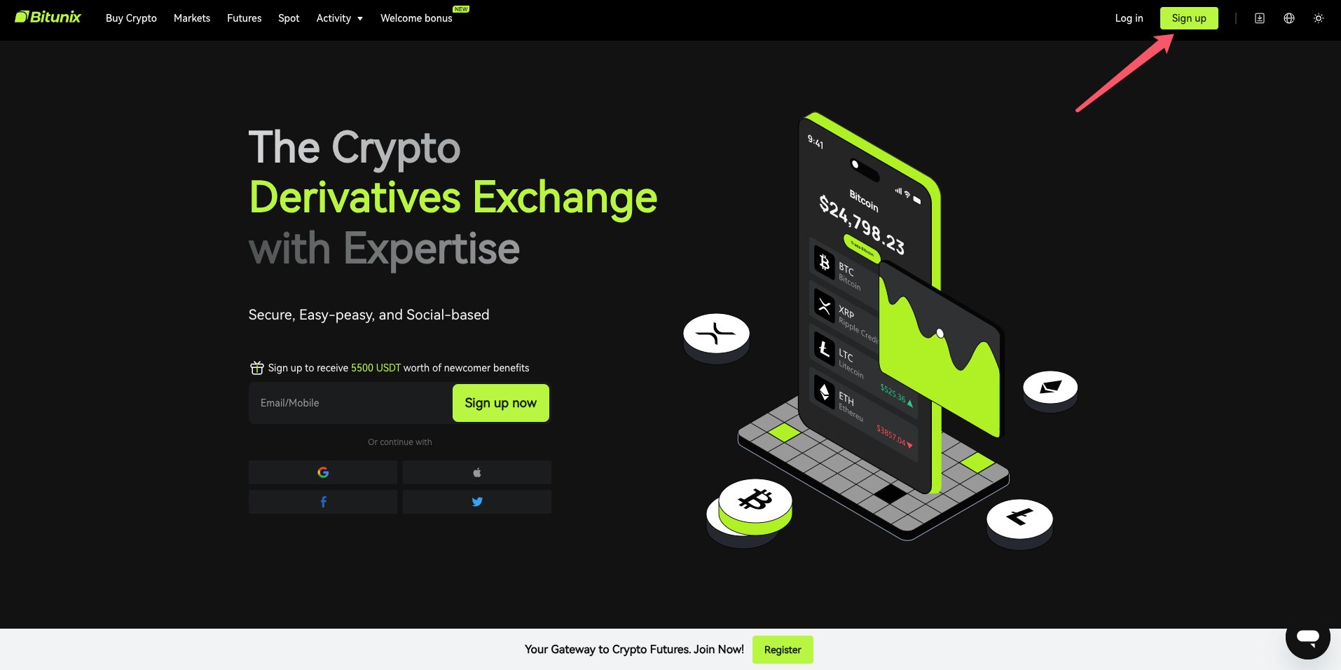 ثبت نام در صرافی Bitunix